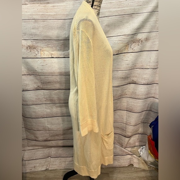 Alice + Olivia Long Cardigan Sweater Duster Wool & Cashmere Open Cream Medium - Picture 5 of 11